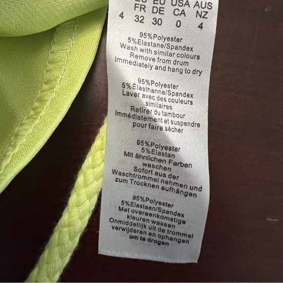 Bright Lime Green Woven Lace Up Detail Plunge Sleeveless Sexy Top size 4 NWT - Picture 9 of 11